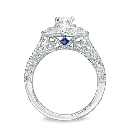 Vera Wang Love Heirloom Collection 1 CT. T.w. Diamond Flower Petal Frame Engagement Ring in 14K White Gold