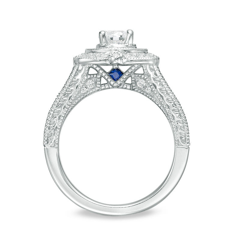 Main Image 3 of Vera Wang Love Heirloom Collection 1 CT. T.W. Diamond Flower Petal Frame Engagement Ring in 14K White Gold