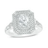 Thumbnail Image 1 of Vera Wang Love Heirloom Collection 1 CT. T.W. Oval Diamond Octagon Frame Engagement Ring in 14K White Gold