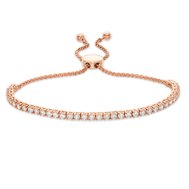 2 CT. T.W. Diamond Bar Bolo Bracelet in 10K Rose Gold - 9.5"