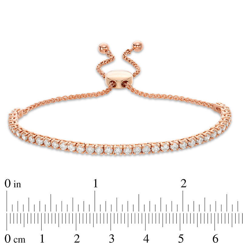 2 CT. T.W. Diamond Bar Bolo Bracelet in 10K Rose Gold - 9.5"