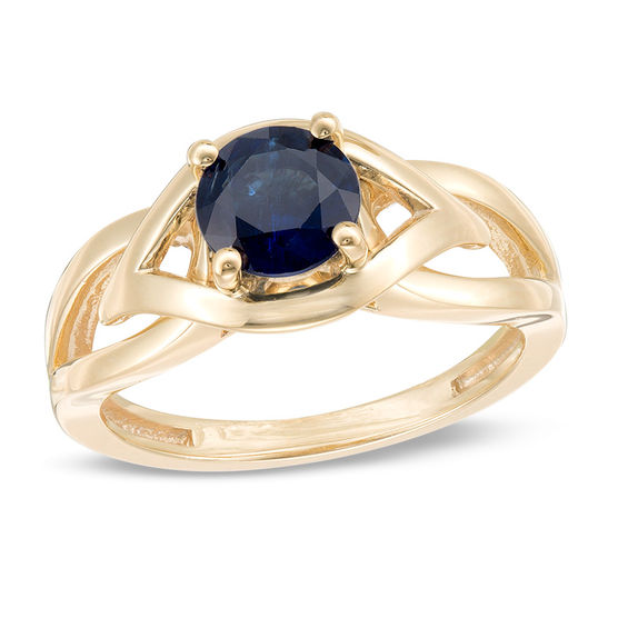 6.5mm Blue Sapphire Solitaire Evil Eye Split Shank Ring in 10K Gold 6.5mm Blue Sapphire Solitaire Evil Eye Split Shank Ring in 10K Gold