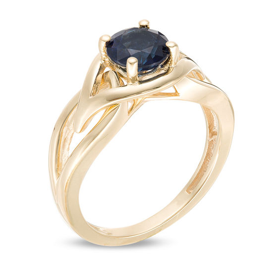 6.5mm Blue Sapphire Solitaire Evil Eye Split Shank Ring in 10K Gold 6.5mm Blue Sapphire Solitaire Evil Eye Split Shank Ring in 10K Gold
