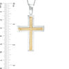 Thumbnail Image 2 of Men's 1/4 CT. T.W. Diamond Cross Pendant in Sterling Silver and 14K Gold - 24"