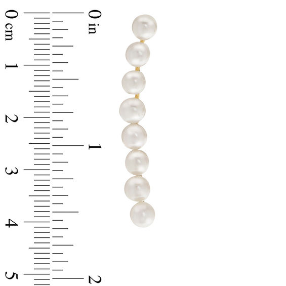 4 - 5.0mm Button Cultured Freshwater Pearl Curved Crawler Earrings in 10K Gold
