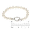 Thumbnail Image 1 of 7.5-8.5mm Baroque Freshwater Cultured Pearl Bracelet with a White Topaz Clasp in Sterling Silver-7.5"