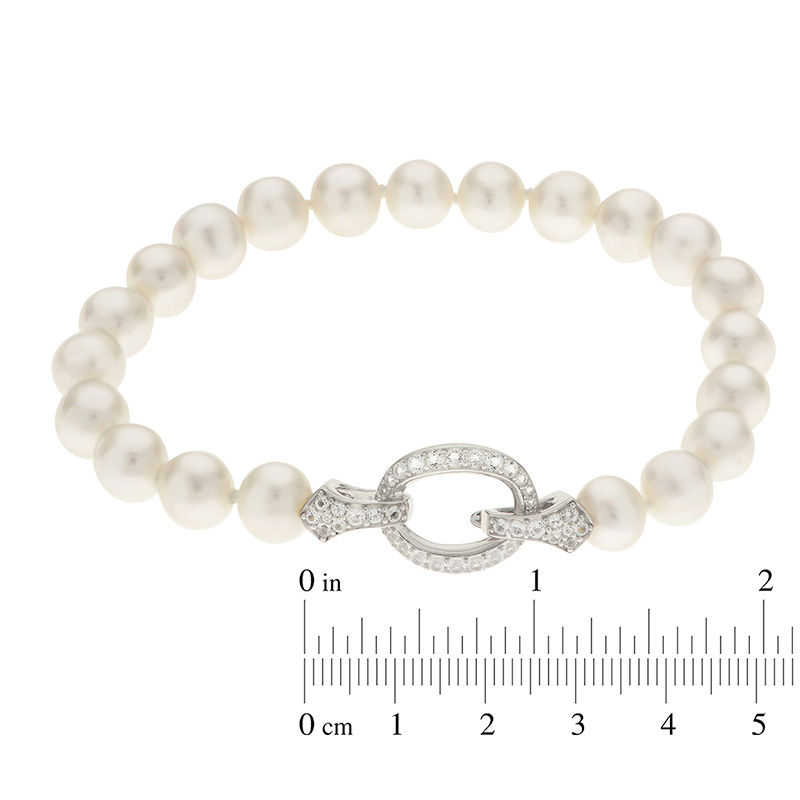 7.5-8.5mm Baroque Freshwater Cultured Pearl Bracelet with a White Topaz Clasp in Sterling Silver-7.5"