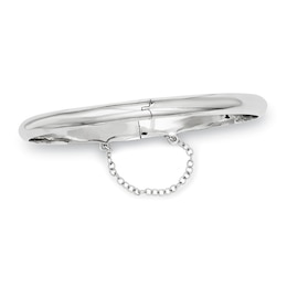 5.0mm Polished Bangle in Sterling Silver with Safety Chain