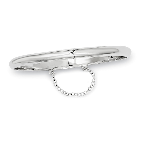 5.0mm Polished Bangle in Sterling Silver with Safety Chain