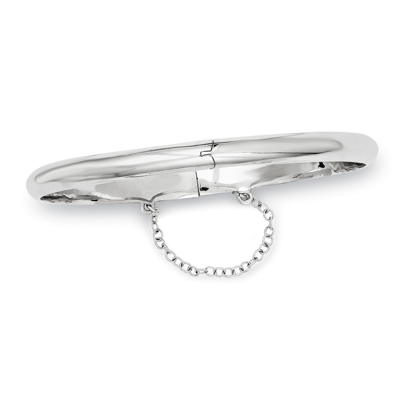 Main Image 1 of 5.0mm Polished Bangle in Sterling Silver with Safety Chain