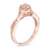 Thumbnail Image 2 of 5.0mm Morganite and 1/10 CT. T.W. Diamond Frame Twist Shank Engagement Ring in 10K Rose Gold