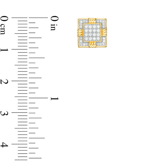 1/6 CT. T.w. Diamond Composite Square Frame Stud Earrings in 10K Gold