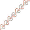 Thumbnail Image 1 of Diamond Accent Solitaire Swirl Heart Bracelet in Sterling Silver and 18K Rose Gold Plate - 8.0"
