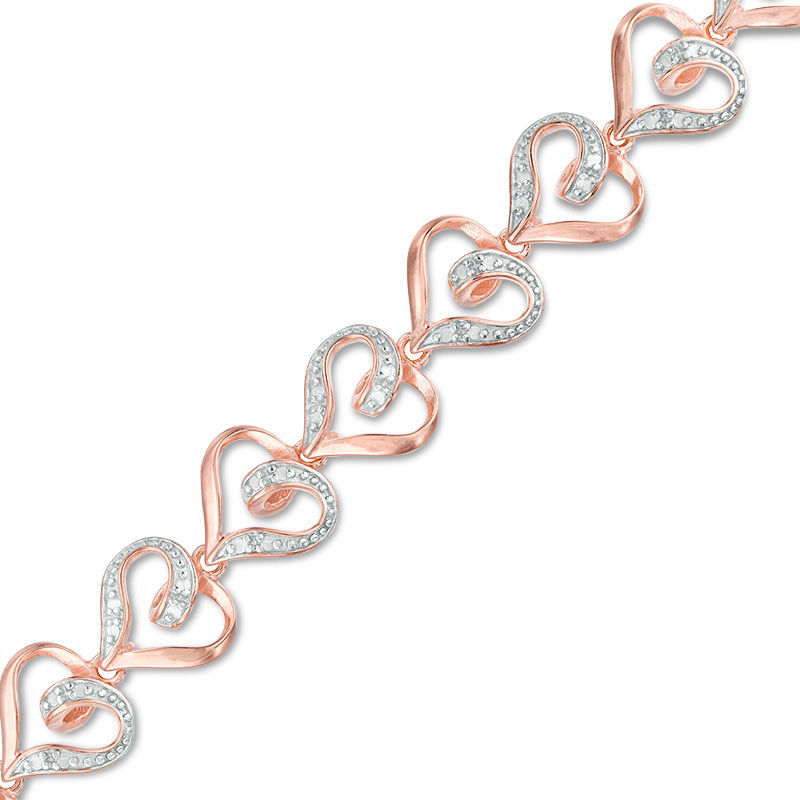 Endless Hearts Round Tennis Bracelet In 14K Rose Gold – BellaVios