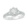 Thumbnail Image 0 of 1 CT. T.W. Diamond Flower Frame Vintage-Style Engagement Ring in 10K White Gold