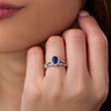 Thumbnail Image 3 of Oval Lab-Created Blue and White Sapphire Frame Vintage-Style Bridal Set in 10K White Gold