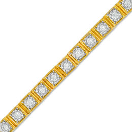 1 CT. T.W. Diamond Vintage-Style Tennis Bracelet in Sterling Silver with 14K Gold Plate - 7.25"