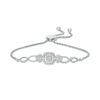 Thumbnail Image 0 of 1/10 CT. T.W. Diamond Cushion Frame Heart-Sides Twist Bolo Bracelet in Sterling Silver - 9.5"