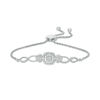 Thumbnail Image 1 of 1/10 CT. T.W. Diamond Cushion Frame Heart-Sides Twist Bolo Bracelet in Sterling Silver - 9.5"