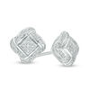 Thumbnail Image 1 of 1/20 CT. T.W. Diamond Square Knot Stud Earrings in Sterling Silver