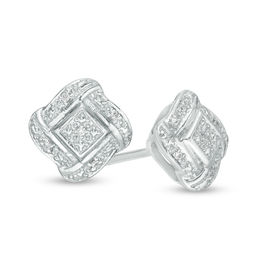 1/20 CT. T.W. Diamond Square Knot Stud Earrings in Sterling Silver