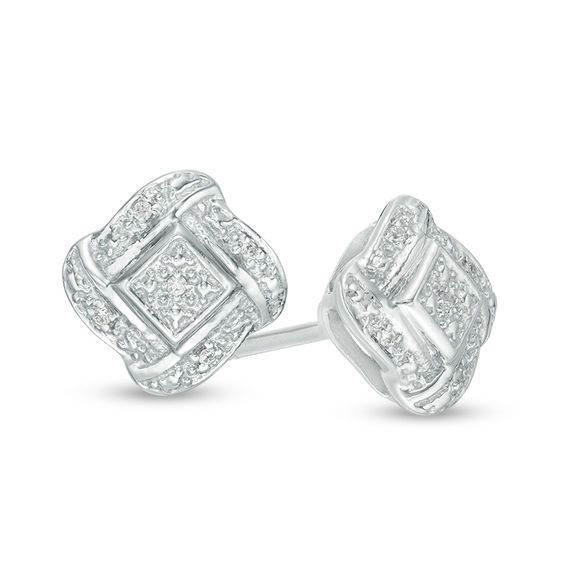 1/20 CT. T.w. Diamond Square Knot Stud Earrings in Sterling Silver