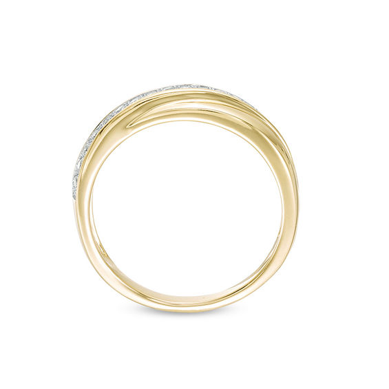 1/5 CT. T.w. Diamond Slant Crossover Wedding Band in 10K Gold