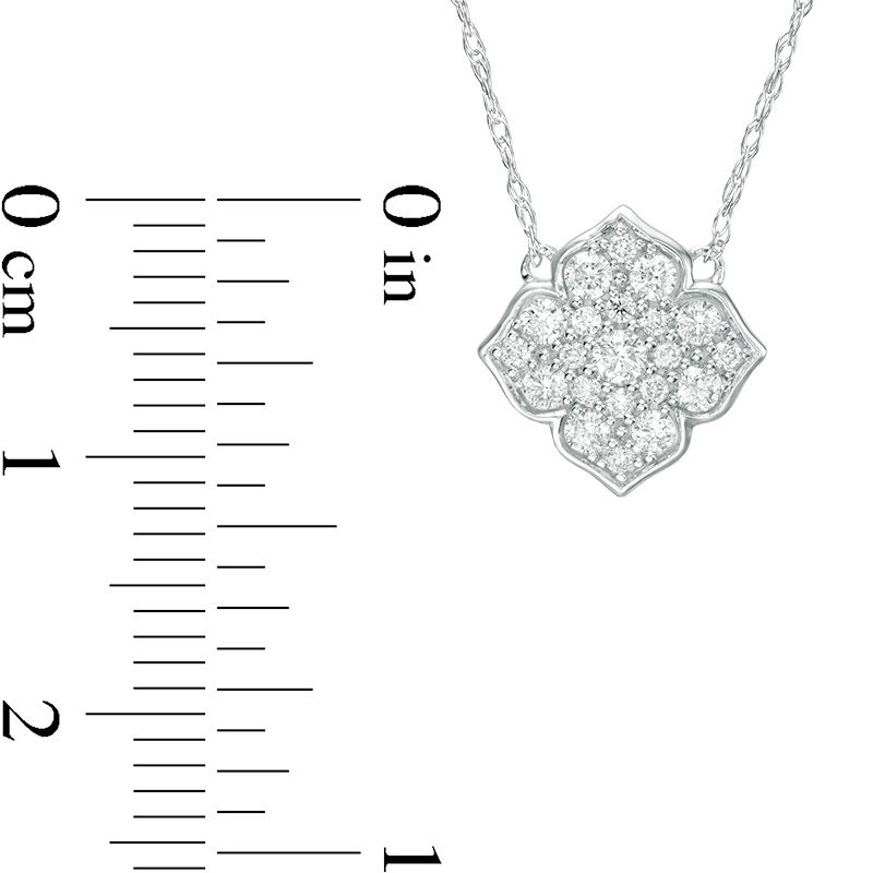 1/4 CT. T.W. Diamond Flower Necklace in 10K White Gold