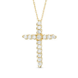 1/2 CT. T.W. Diamond Bypass Cross Pendant in 14K Gold