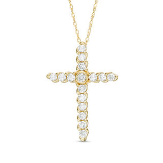 1/2 CT. T.W. Diamond Bypass Cross Pendant in 14K Gold