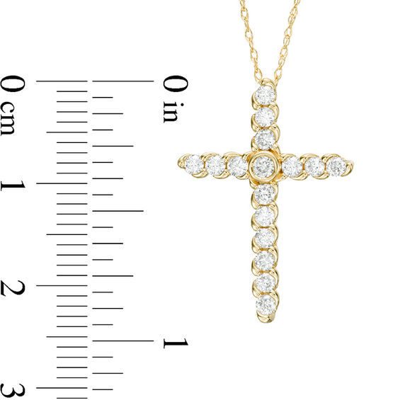 1/2 CT. T.w. Diamond Bypass Cross Pendant in 14K Gold