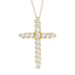 1 CT. T.W. Diamond Bypass Cross Pendant in 14K Gold