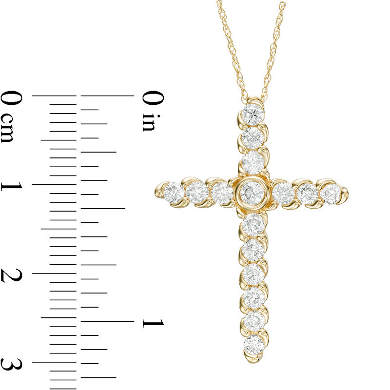 Main Image 2 of 1 CT. T.W. Diamond Bypass Cross Pendant in 14K Gold