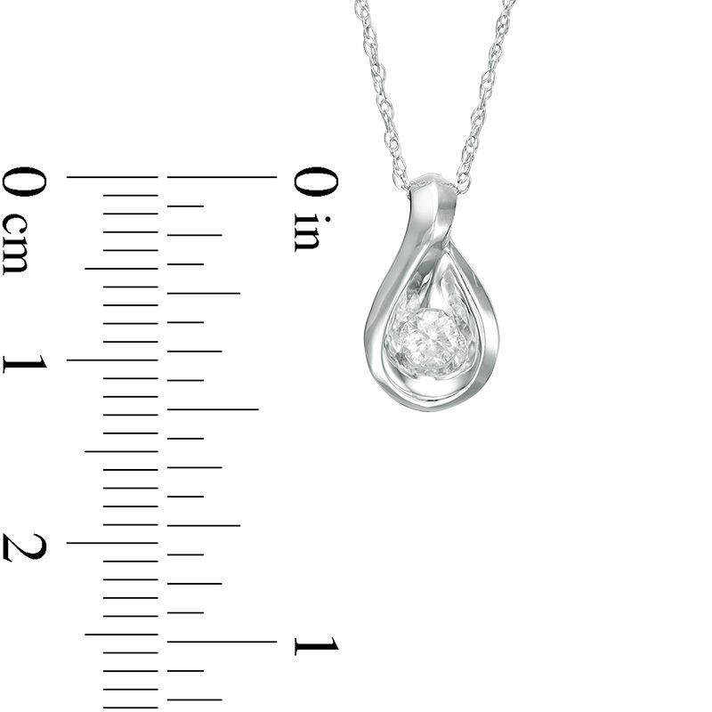 Main Image 2 of 1/10 CT. Diamond Solitaire Teardrop Pendant in 14K White Gold