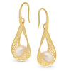 Thumbnail Image 1 of 9.0-9.5mm Freshwater Cultured Pearl Teardrop Drop Earrings in 14K Gold