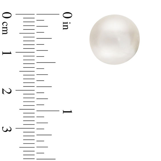 13.0 - 14.0mm Button Cultured Freshwater Pearl Stud Earrings in Sterling Silver 13.0 - 14.0mm Button Cultured Freshwater Pearl Stud Earrings in Sterling Silver