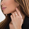 Thumbnail Image 2 of 7.5-8.0mm Freshwater Cultured Pearl and Diamond Accent Tri-Sides Ring in 14K Gold