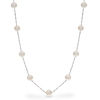 Thumbnail Image 1 of 7.0-8.0mm Oval Freshwater Cultured Pearl Station Necklace in Sterling Silver