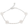 Thumbnail Image 1 of 7.0-8.0mm Oval Freshwater Cultured Pearl Station Bracelet in Sterling Silver-8.5"