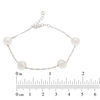 Thumbnail Image 2 of 7.0-8.0mm Oval Freshwater Cultured Pearl Station Bracelet in Sterling Silver-8.5"