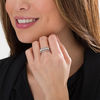 Thumbnail Image 1 of Oval Cultured Freshwater Pearl and White Topaz Three Piece Stackable Band Set in Sterling Silver