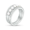 Thumbnail Image 3 of Oval Freshwater Cultured Pearl and White Topaz Three Piece Stackable Band Set in Sterling Silver