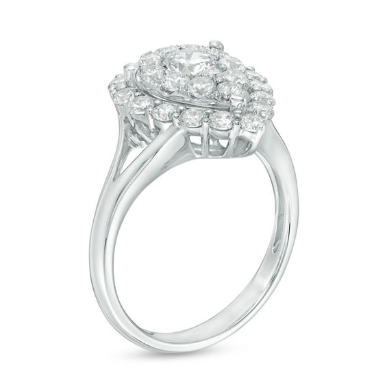 1-1/3 CT. T.w. Diamond Double Pear-Shaped Frame Engagement Ring in 14K White Gold