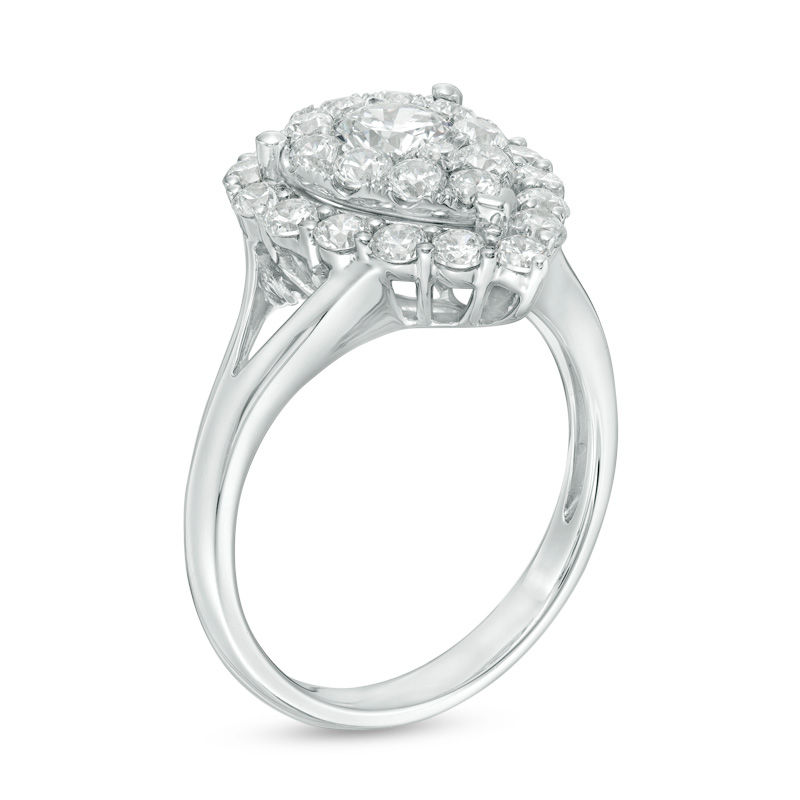 Main Image 2 of 1-1/3 CT. T.W. Diamond Double Pear-Shaped Frame Engagement Ring in 14K White Gold