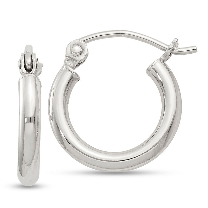 2.0 x 13.0mm Polished Hoop Earrings in Sterling Silver