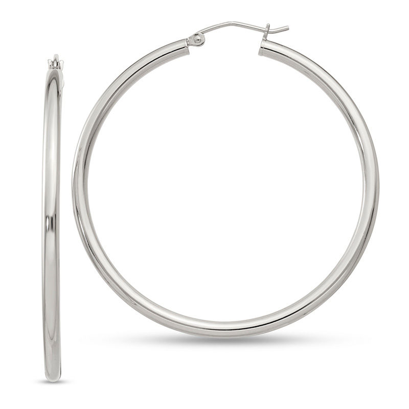 Main Image 1 of 45.0mm Polished Hoop Earrings in Sterling Silver