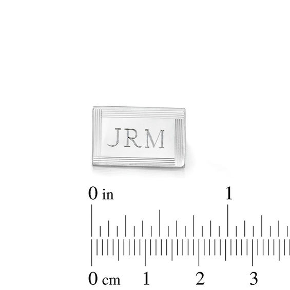 Men's Striped Border Tie Bar and Cuff Links Set in Brass with White Rhodium (3 Initials) Men's Striped Border Tie Bar and Cuff Links Set in Brass with White Rhodium (3 Initials)