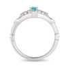Thumbnail Image 3 of Enchanted Disney Merida Pear-Shaped Blue Topaz and 1/20 CT. T.W. Diamond Bow and Arrow Ring in Sterling Silver