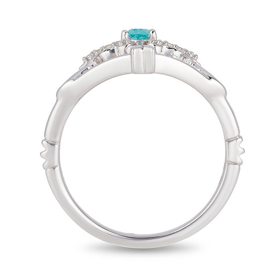 Enchanted Disney Merida Pear-Shaped Blue Topaz and 1/20 CT. T.w. Diamond Bow and Arrow Ring in Sterling Silver