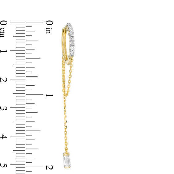 1/2 CT. T.w. Baguette and Round Diamond Chain Drop Earrings in 10K Gold